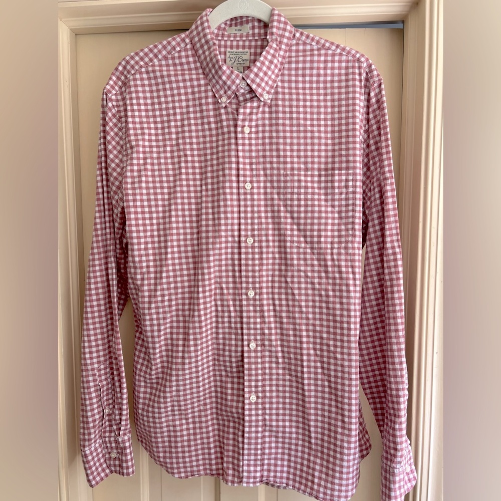 J. Crew Men’s Poplin Button Down Shirt - Slim Fit, Large